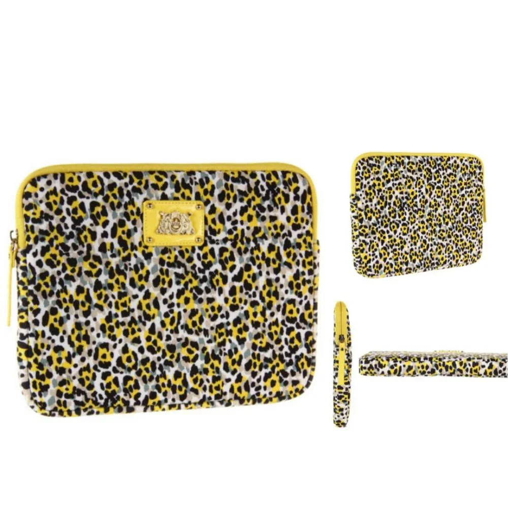 Juicy Couture Yellow Leopard Zip Top Tablet Case